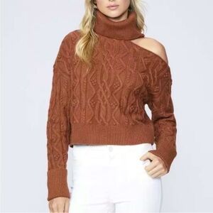 New Paige Randi Cable Knit Cropped Sweater